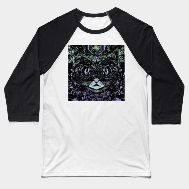 Meeting My Cat on the Astral Plane Baseball T-Shirt by CafePurr